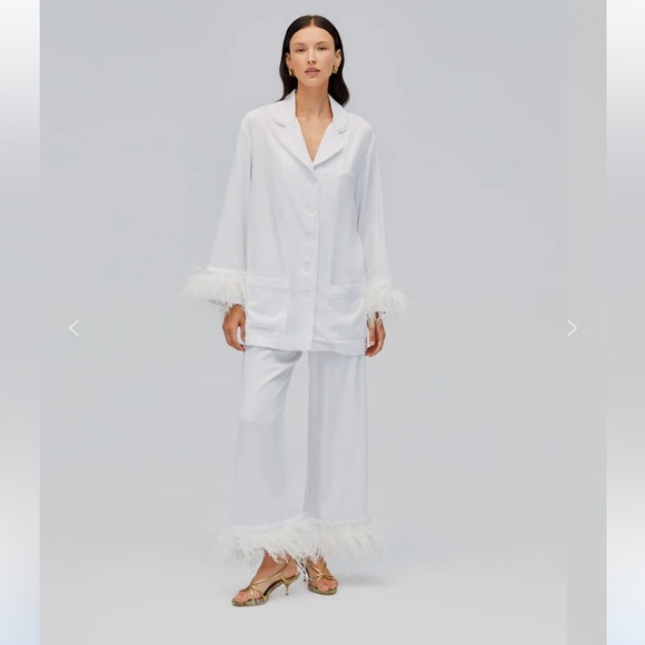 🤍NWT SLEEPER Party Pajamas Set with Detachable Feathers in White - Picture 1 of 15